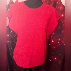 Vintage 1980s red rose sleeveless red sweater cinched waist